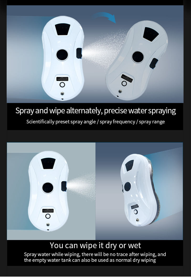 Window Cleaner Robot, Smart Window Cleaner With Automatic Water Spray, Remote Control Robot Window Washer For Windows Tiles Glass Door